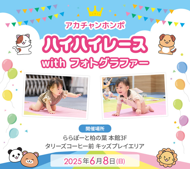 アカチャンホンポ ららぽーと柏の葉店 ハイハイレース with フォトグラファー